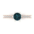 thumbnail image 1 of 1.05ct Round Cut Blue Natural London Blue Topaz 18k Pink Rose Gold Engraving Statement Bridal Wedding Designer Ring Size 9, 1 of 5