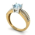 thumbnail image 1 of 1.05ct Round Cut Blue Natural Sky Blue Topaz 18k Yellow Gold Engraving Statement Bridal Wedding Designer Ring Size 9, 1 of 7