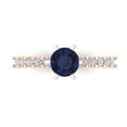 thumbnail image 1 of 1.05ct Round Cut Blue Sapphire 14k Pink Rose Gold Engraving Statement Bridal Wedding Designer Ring Size 7, 1 of 8