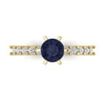 thumbnail image 1 of 1.05ct Round Cut Blue Sapphire 14k Yellow Gold Engraving Statement Bridal Wedding Designer Ring Size 6.5, 1 of 8