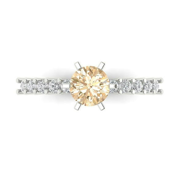 Clara Pucci 14K White Gold 1.05ct Morganite Solitaire with Accents Ring