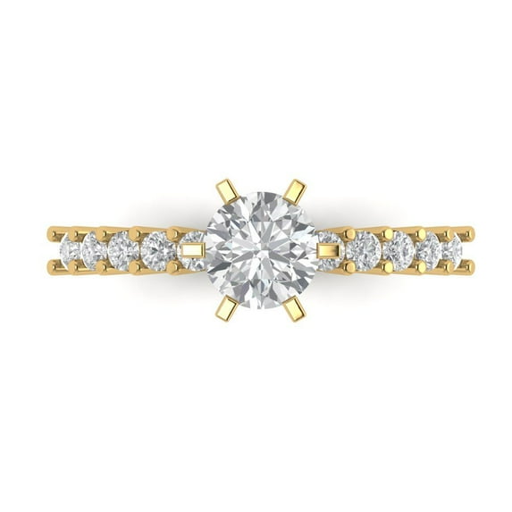 Clara Pucci 14K Yellow Gold 1.05ct Moissanite Solitaire with Accents Ring