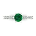thumbnail image 1 of Clara Pucci 14K White Gold 1.05ct Emerald Solitaire with Accents Ring, 1 of 8