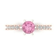 thumbnail image 1 of 1.05ct Round Cut Pink Crystal 14k Pink Rose Gold Engraving Statement Bridal Wedding Designer Ring Size 9, 1 of 5