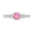 thumbnail image 1 of 1.05ct Round Cut Pink Crystal 18k White Gold Engraving Statement Bridal Wedding Designer Ring Size 5.5, 1 of 5