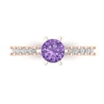 thumbnail image 1 of 1.05ct Round Cut Purple Alexandrite 18k Pink Rose Gold Engraving Statement Bridal Wedding Designer Ring Size 3.5, 1 of 5
