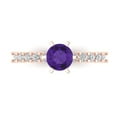thumbnail image 1 of 1.05ct Round Cut Purple Natural Amethyst 18k Pink Rose Gold Engraving Statement Bridal Wedding Designer Ring Size 5.5, 1 of 5