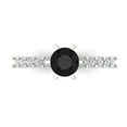 thumbnail image 1 of Clara Pucci 14K White Gold Solid Gold Onyx Solitaire with Accents Anniversary Ring for Women - 1.05 cttw Round Cut, 1 of 8