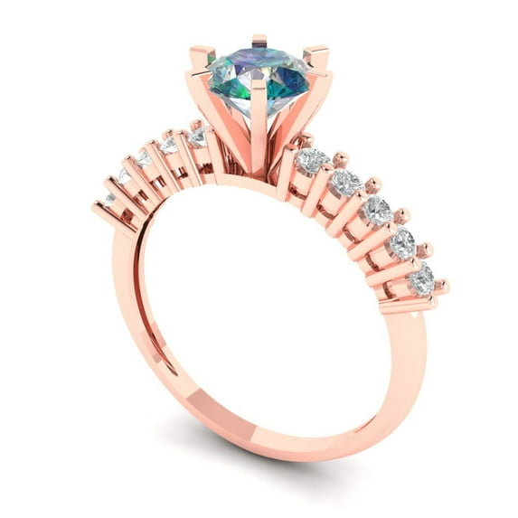 1.05ct round cut blue moissanite 14k rose gold Bridal Wedding Engagement Promise Anniversary Ring for Women size 7.5
