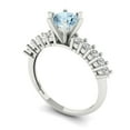 thumbnail image 1 of 1.05ct round cut blue Zircon 18k white gold Bridal Wedding Engagement Promise Anniversary Ring for Women size 5.5, 1 of 7