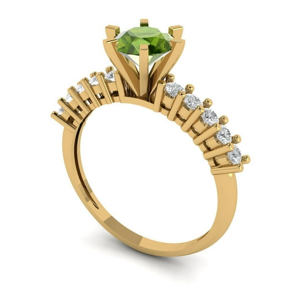 1.05ct round cut green natural peridot 18k yellow gold Bridal Wedding Engagement Promise Anniversary Ring for Women size 7.5