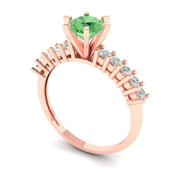 1.05ct round cut green Zircon 18k rose gold Bridal Wedding Engagement Promise Anniversary Ring for Women size 6