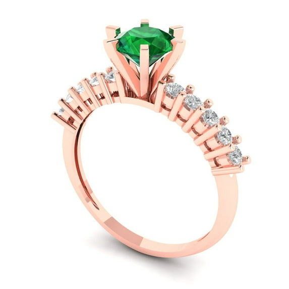 1.05ct round cut green emerald 18k rose gold Bridal Wedding Engagement Promise Anniversary Ring for Women size 11
