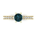 thumbnail image 1 of Clara Pucci 14K Yellow Gold Solid Gold LondonBlueTopaz Solitaire with Accents Anniversary Ring for Women - 1.05 cttw Round Cut, 1 of 8