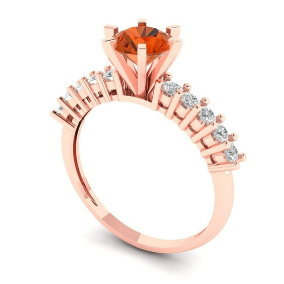 1.05ct round cut red Zircon 18k rose gold Bridal Wedding Engagement Promise Anniversary Ring for Women size 8