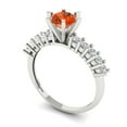 thumbnail image 1 of 1.05ct round cut red Zircon 18k white gold Bridal Wedding Engagement Promise Anniversary Ring for Women size 6.5, 1 of 7