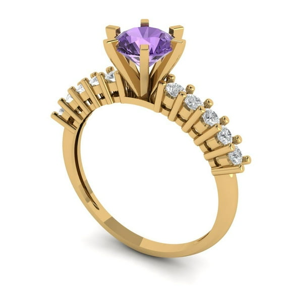 1.05ct round cut alexandrite 18k yellow gold Bridal Wedding Engagement Promise Anniversary Ring for Women size 7