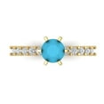 thumbnail image 1 of Clara Pucci 14K Yellow Gold Solid Gold Turquoise Solitaire with Accents Anniversary Ring for Women - 1.05 cttw Round Cut, 1 of 8