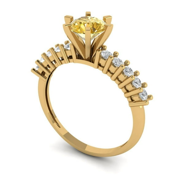 1.05ct round cut yellow Zircon 14k yellow gold Bridal Wedding Engagement Promise Anniversary Ring for Women size 5.75