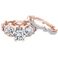thumbnail image 1 of AFFY 1.06 Carat(Cttw) Round Moissanite & Natural Diamond Two-Tone Wedding Ring 14K Solid Rose Gold Ring Size-5.5, 1 of 2