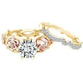 thumbnail image 1 of AFFY 1.06 Carat(Cttw) Round Moissanite & Natural Diamond Two-Tone Wedding Ring 14K Solid Yellow Gold Ring Size-7, 1 of 2