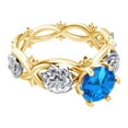 thumbnail image 1 of AFFY 1.06 Carat Round Simulated Blue Topaz & Natural Diamond Two-Tone Engagement Ring 14k Solid Yellow Gold Ring Size-5, 1 of 2