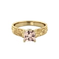 thumbnail image 1 of 1.06 Carat natural peach/pink VS Morganite Ring with Diamonds 14k Yellow Gold Vintage Hand Engraved Designer, 1 of 4