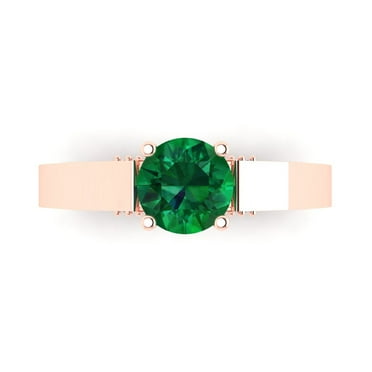 Solitaire with Accents Engagement Ring for Women - 1.06ct Simulated Emerald in 18K Rose Gold Promise Ring