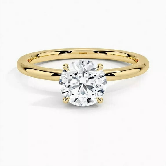 1.06 Ct Round Cut IGI Real Lab Grown Diamond Engagement Ring 14K Yellow Gold