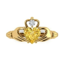 Claddagh Engagement Ring for Women - 1.06ct Natural Citrine in 18K Yellow Gold Promise Ring