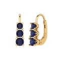 thumbnail image 1 of 1.06 ct Lever-Back Drop Dangle Earrings for Women | 4mm Round Cut Simulated Blue Sapphire | 18K Yellow Gold, 1 of 5