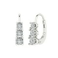 thumbnail image 1 of 1.06 ct Lever-Back Drop Dangle Earrings for Women | 4mm Round Cut White Sapphire | 18K White Gold, 1 of 5