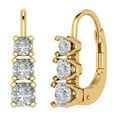 thumbnail image 1 of 1.06 ct Lever-Back Drop Dangle Earrings for Women | 4mm Round Cut Simulated Diamond | 18K Yellow Gold, 1 of 5