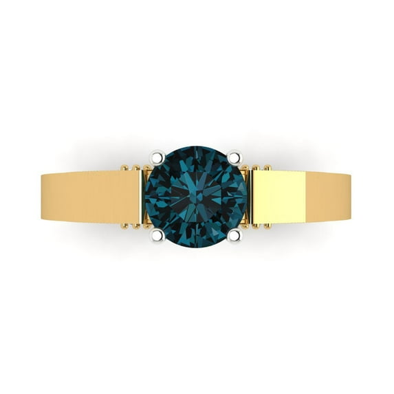 Solitaire Engagement Ring for Women - 1.06ct Natural London Blue Topaz in 14K Yellow/White Gold Promise Ring