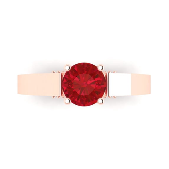 Solitaire with Accents Engagement Ring for Women - 1.06ct Simulated Pink Tourmaline in 14K Rose Gold Promise Ring