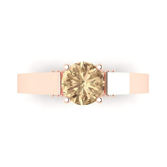 Solitaire with Accents Engagement Ring for Women - 1.06ct Yellow Moissanite in 14K Rose Gold Promise Ring