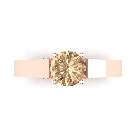 Solitaire with Accents Engagement Ring for Women - 1.06ct Yellow Moissanite in 14K Rose Gold Promise Ring