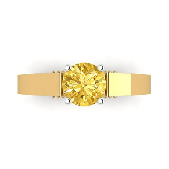 Solitaire Engagement Ring for Women - 1.06ct Simulated Yellow Diamond in 14K Yellow/White Gold Promise Ring