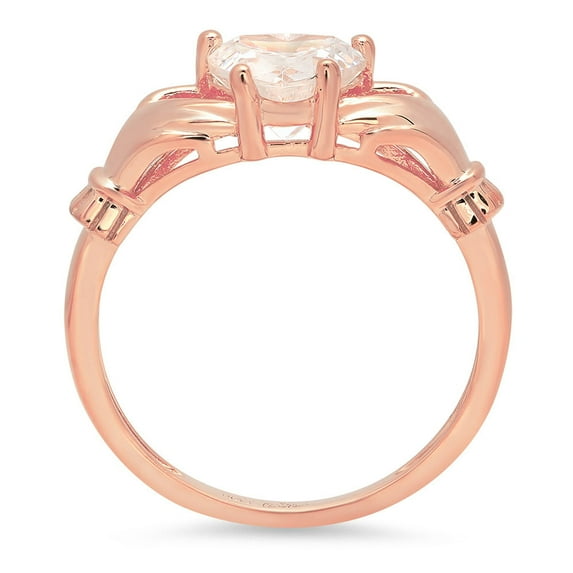 1.06 ct Heart Cut Moissanite Claddagh Engagement Ring for Women in 18K Rose Gold