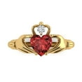thumbnail image 1 of 1.06 ctw Claddagh Anniversary Ring for Women | Heart Cut Natural Garnet | Hyperallergenic Solid 18K Yellow Gold, 1 of 5