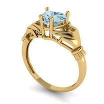 1.06 ct Heart Cut Natural Sky Blue Topaz Claddagh Engagement Ring for Women in 18K Yellow Gold