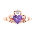 thumbnail image 1 of 1.06 ct Heart Cut Simulated Alexandrite Claddagh 14K Rose Gold Womens Engagement Ring, 1 of 5