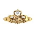 thumbnail image 1 of 1.06 ct Heart Cut Simulated Champagne Diamond Claddagh 18K Yellow Gold Womens Engagement Ring, 1 of 5