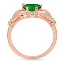 1.06 ct Heart Cut Simulated Emerald Claddagh Engagement Ring for Women in 18K Rose Gold