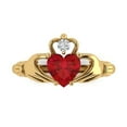 thumbnail image 1 of 1.06 ctw Claddagh Anniversary Ring for Women | Heart Cut Simulated Pink Tourmaline | Hyperallergenic Solid 14K Yellow Gold, 1 of 5