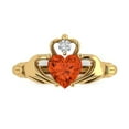 thumbnail image 1 of Clara Pucci 14K Yellow Gold Solid Gold Red Claddagh Anniversary Ring for Women - 1.06 cttw Heart Cut, 1 of 8