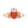 thumbnail image 1 of Clara Pucci 14K Rose Gold 1.06ct Red Claddagh Ring for Women, 1 of 8