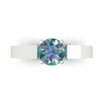 thumbnail image 1 of 1.06 ct Round Cut Blue Moissanite Solitaire with Simulated Diamond Accents 18K White Gold Womens Engagement Ring, 1 of 5