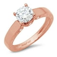 thumbnail image 1 of 1.06 ct Round Cut Genuine Cultured Diamond VS1-VS2 J-K 14K Rose Gold Promise Wedding Statement Engagement Designer Ring W/ Crystal side stones size 3.5, 1 of 6