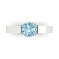 thumbnail image 1 of 1.06 ct Round Cut Natural Aquamarine Solitaire with Simulated Diamond Accents 18K White Gold Womens Engagement Ring, 1 of 5